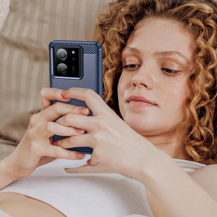 Immagine prodotto Cover-Discount Xiaomi 13T / 13T Pro - Custodia in metallo effetto carbonio blu (Xiaomi 13T)
