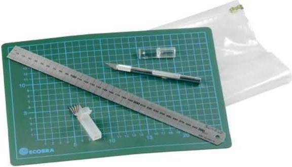 Ecobra Cutting set with cutting pad + cutting ruler + scalpel knife