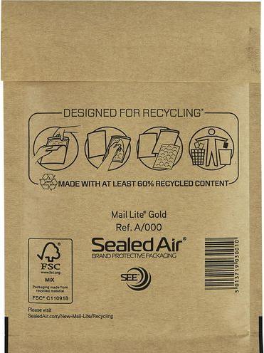 Produktbild Sealed Air Versandtasche A/000 Gold 110 mm x 160 mm (100 x)
