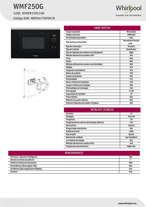 Immagine prodotto Whirlpool Microonde WMF250G (Spina UE, 25 l)