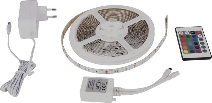 Image du produit Enovalite Kit de bandes LED, RGB, avec télécommande et adaptateur secteur (RGB, 500 cm, Intérieur)