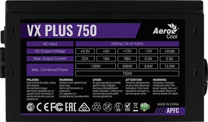 Productafbeelding AeroCool VX PLUS 750 - strømforsynin (750 W)