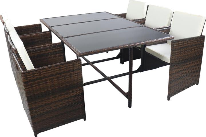 Produktbild VCM 7-tlg Sitzgruppe Gartenmöbel Set Rattan (170 cm)