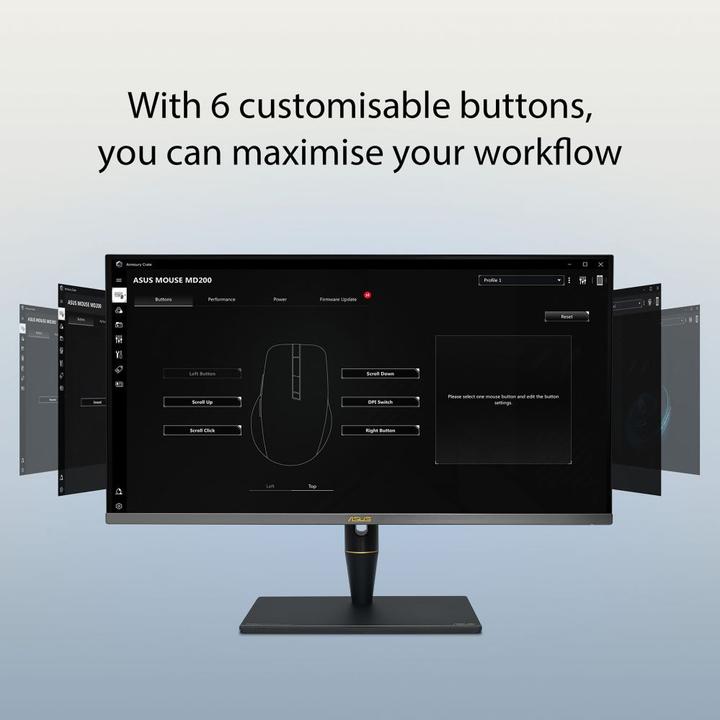 Actual product image ASUS MD200 /BK mouse Ambidextrous RF Wireless + Bluetooth Optical 4200 DPI (Wireless)