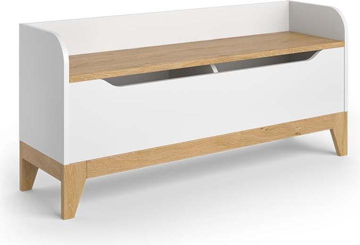 Immagine prodotto VitaliSpa Spielzeugtruhe Malia, Weiss/Eiche, 107.2 x 50 cm mit Sitzbank