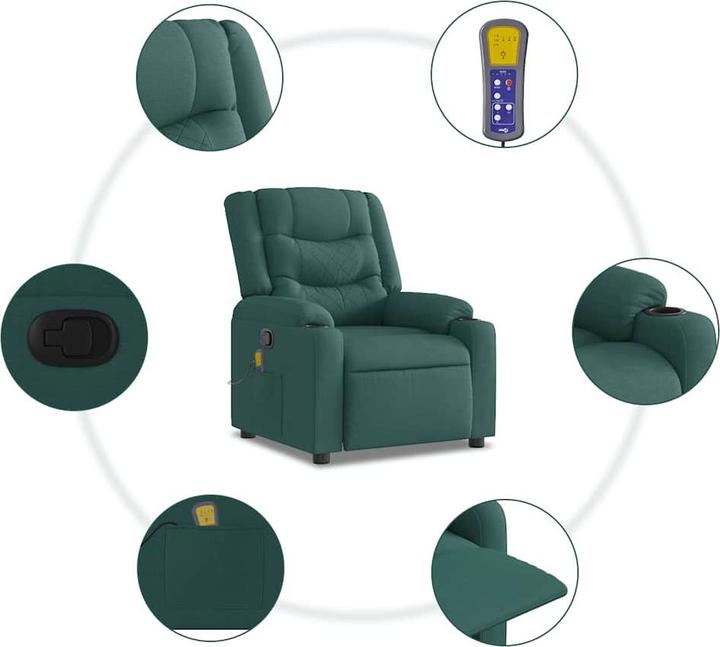 Immagine prodotto VidaXL Sedia da massaggio in tessuto verde scuro