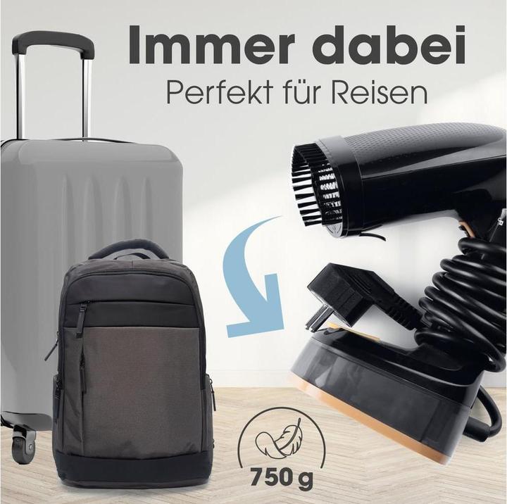 Actual product image CleanMaxx Dampfbürste 2-in-1 – 1600W schwarz 165 ml Tank (1600 W, 20 g/min)