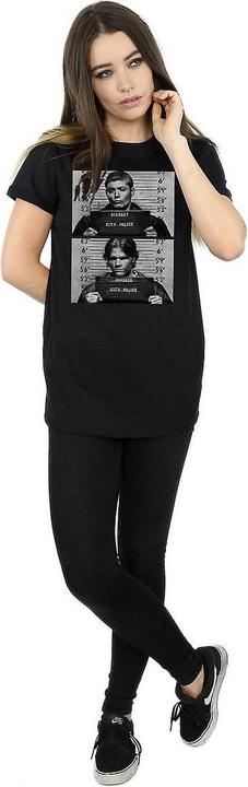 Actual product image Supernatural Womens/Ladies Winchester Mugshot Cotton Boyfriend T-Shirt (4XL)