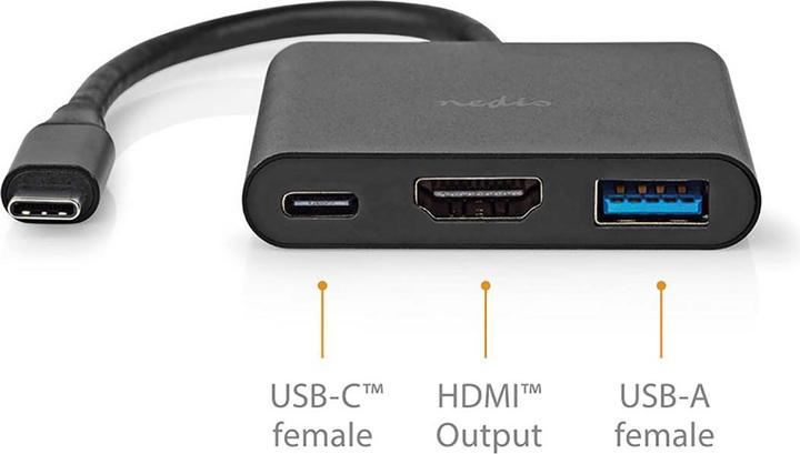 Actual product image Nedis USB Multi-Port Adapter | USB 3.2 Gen 1 | USB-C™ Plug | HDMI™ Output / USB-A Jack / USB-C (USB-C, 1 Ports)