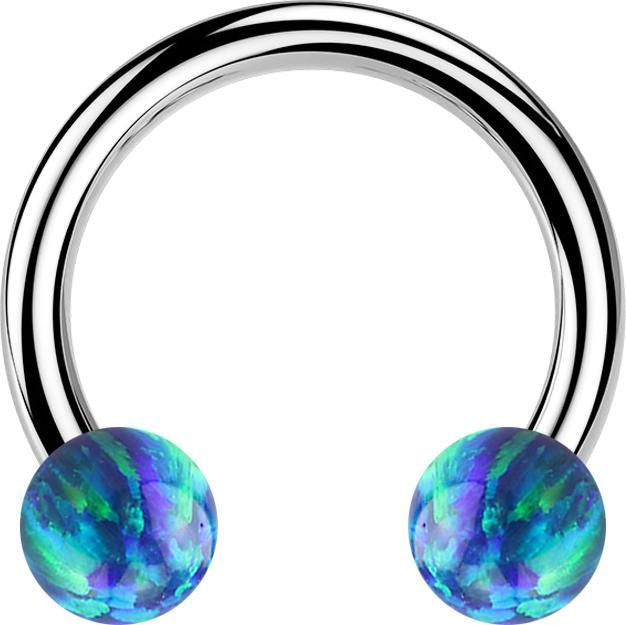 Immagine prodotto Star Piercing Campanile circolare in argento con due sfere blu opale (senza ottone, Acciaio chirurgico 316L)