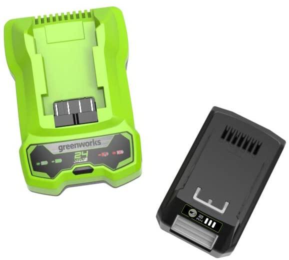 Actual product image Greenworks 24V battery G24B2 and charger G24UC (24 V)