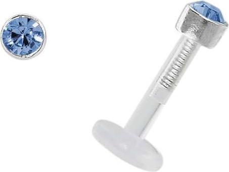 Image du produit Bijouteria Piercing pour lèvre/Tragus (Bioplastique, Argent 925, Cristal Swarovski)
