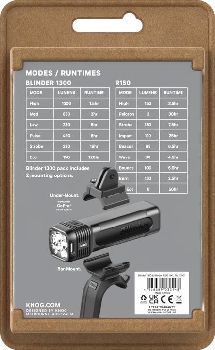Produktbild knog. Blinder (1300 lm, 150 lm)