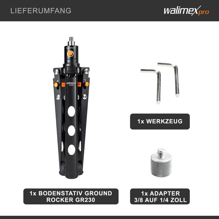Image du produit Walimex pro pro Ground Rocker GR230 Trépied de sol et barre de support (Métal, Matières plastiques)