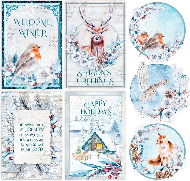 Actual product image Ciao Bella Vellum Paper "Winter Journey", 15 x 15 cm, 6 sheets (90 g/m², 1 x)