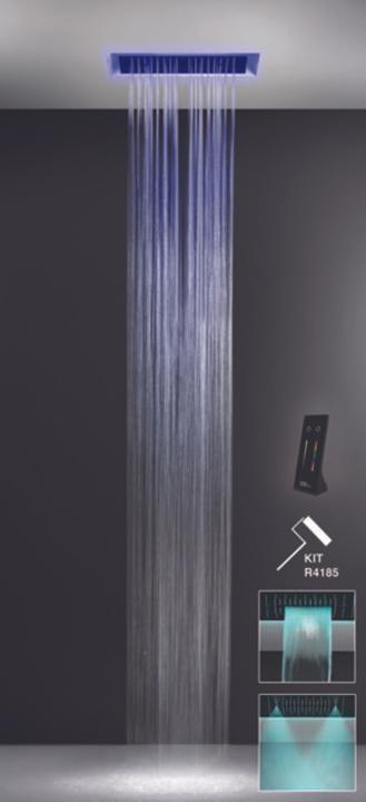 Actual product image Gessi Afilo, multifunctional shower attachment system 300x500 spray type rain, with colour light the