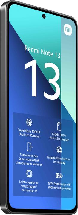 Produktbild Xiaomi Redmi Note 13 (256 GB, Midnight Black, 6.67", Hybrid Dual SIM, 108 Mpx, 4G)