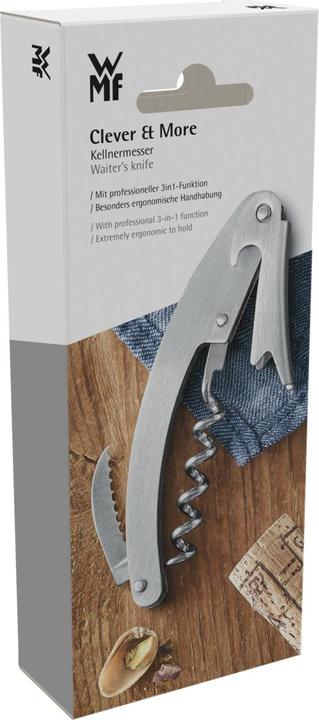 Produktbild WMF Kellnermesser Kellnerbesteck für alle Korkenarten 10cm Clever&More Edelstahl (Kellnermesser)