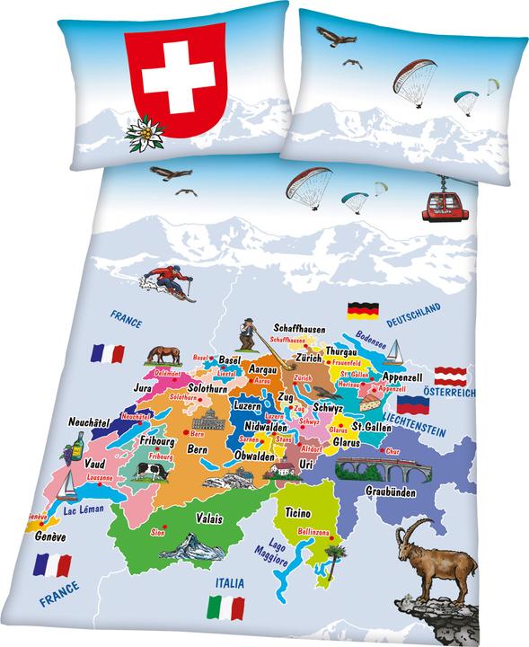 Image du produit Herding Carte de la Suisse Parure de lit 65/100+160/210 cm
