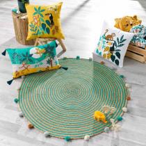 Actual product image Douceur D'intérieur round rug + pompoms, diameter 90 cm, plain jute + (90 x 90 x 0.5 cm)