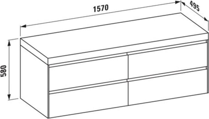 Produktbild Laufen Lani Waschtischplatte weiss matt inkl. Unterschrank, ohne Ausschnitt, 1570x495x580mm, H404590