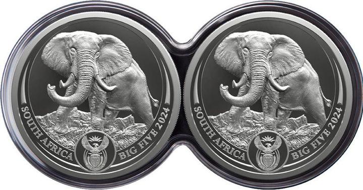 Actual product image South Africa Mint Silber Elefant Big Five Serie III - 2 x 1 oz PP-Set Doppelkapsel (999, 2024)