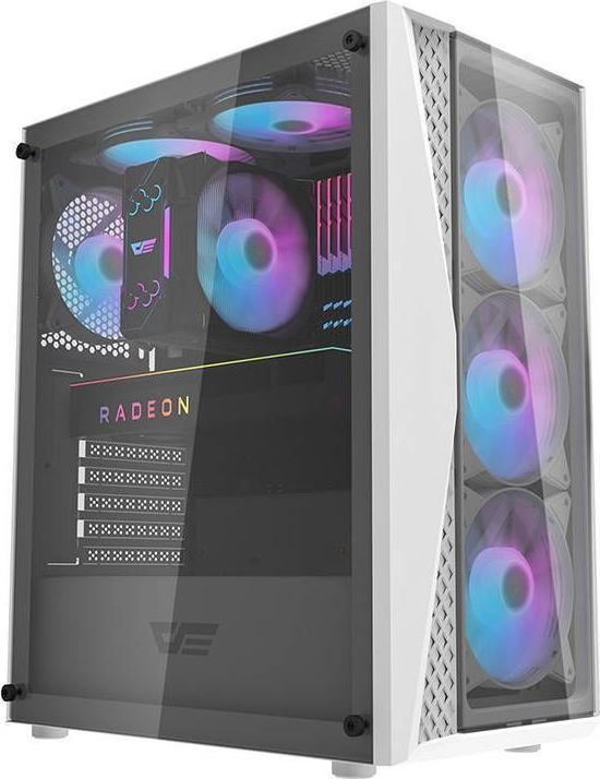 Actual product image Darkflash Tech Computer Case DK352 Plus with 4 fans (Black & White) (ITX, ATX, E-ATX)