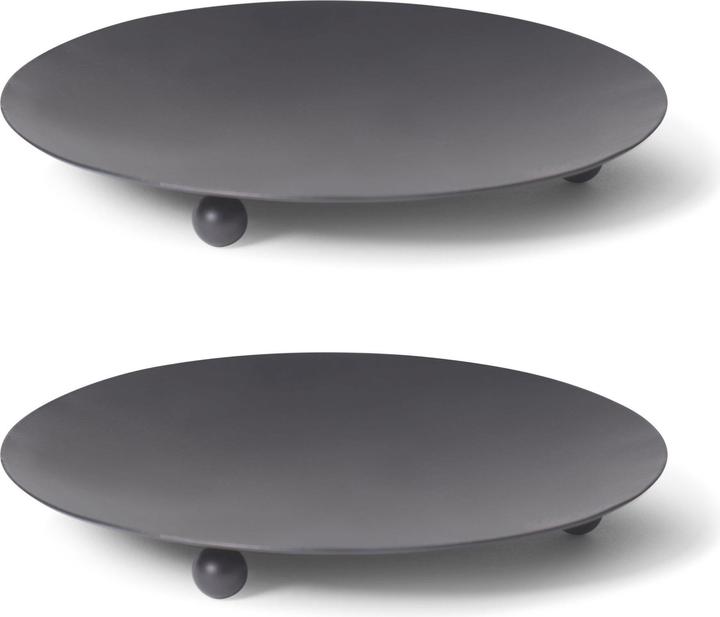 Actual product image Novaliv 2pcs Candlestick 3 Feet BLACK 7,5cm Candle Plate Candle Holder Decorative Plate Round