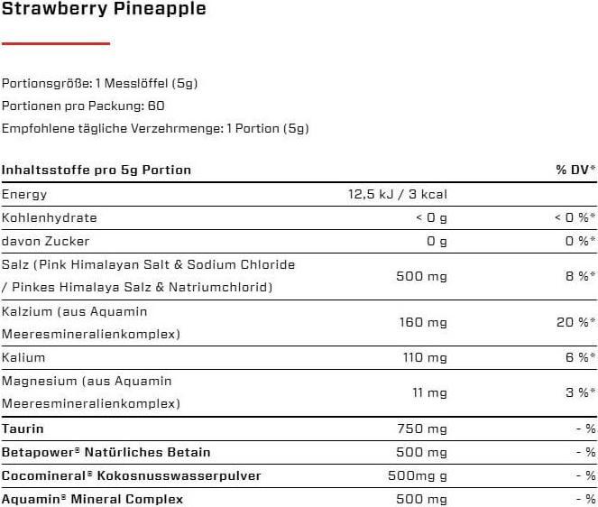 Nährwerte und Zutaten Vast Hydro (300G Dose) (Ananas, Erdbeere, 1 Stk., 300 g)