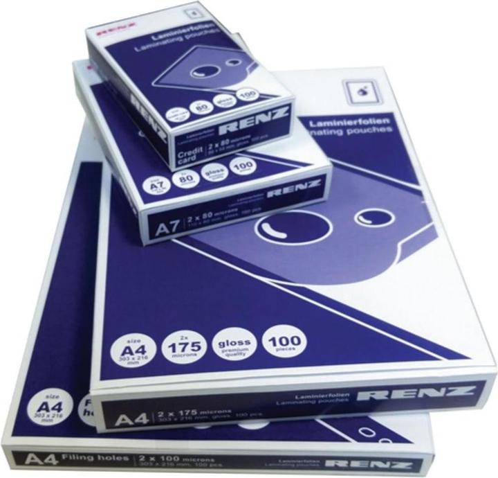 Produktbild Renz LAMINIER-FOLIEN,A4,80 MIC (A4, 100 Stück, 80 µm)