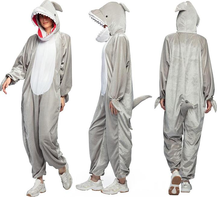 Produktbild Boland Hai Plüschkostüm Unisex: Overall Mit Kapuze (M/L)