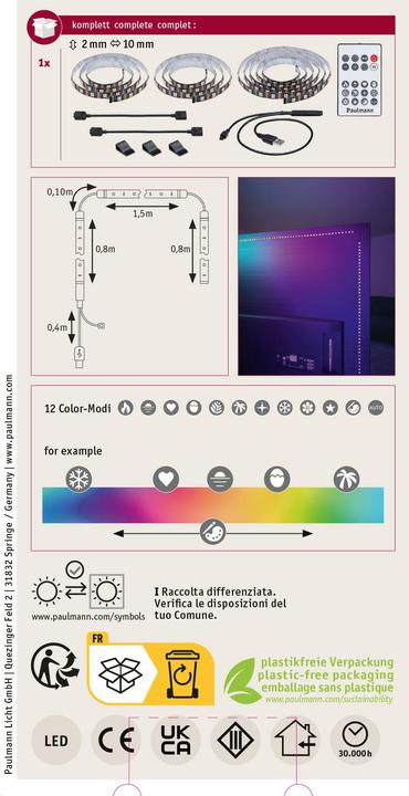 Image du produit Paulmann Luminaires USB TV Strips RGB 75 pouces (RGB, 310 cm, Intérieur)