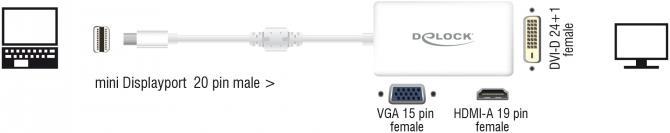 Actual product image Delock Mini Displayport 1.1 to (DVI, HDMI, VGA, 10 cm)