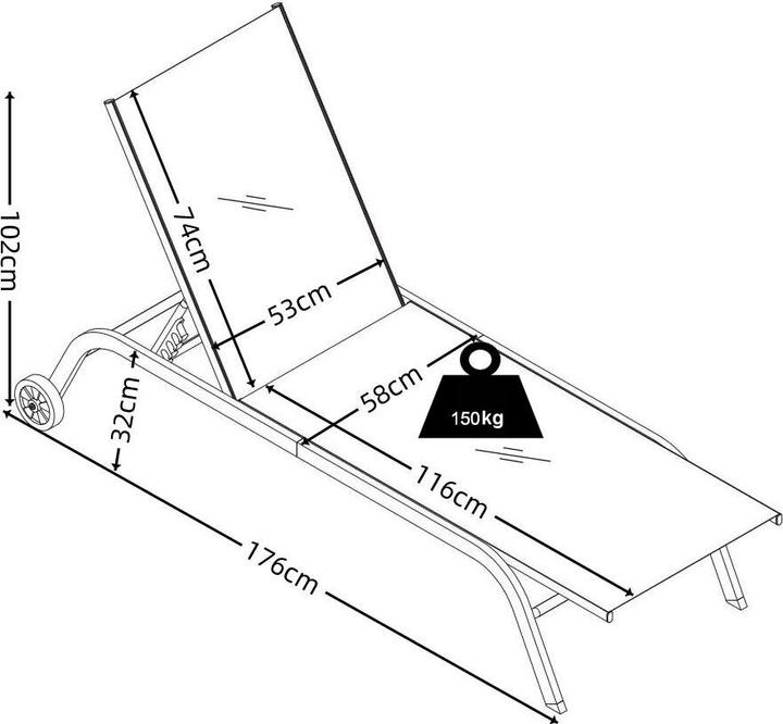 Immagine prodotto VCM Sonnenliege Liegestuhl Rollen Sonlas (190 cm)