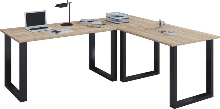 Actual product image VCM Office furniture corner desk Lona depth 80 cm U Alu Black (76 x 190 x 190 x 80 cm)