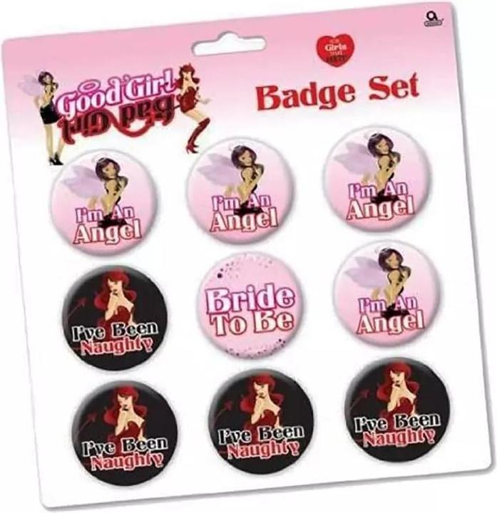 Actual product image Amscan Good Girl/Bad Girl Badge Set (Pack of 9)