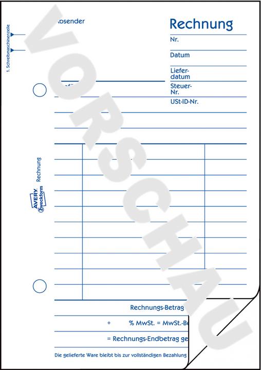Actual product image Avery Invoice (50 x)