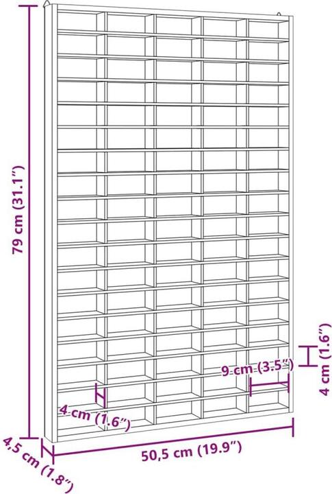 Actual product image VidaXL Wall display case (50.5 x 4.5 x 79 cm)