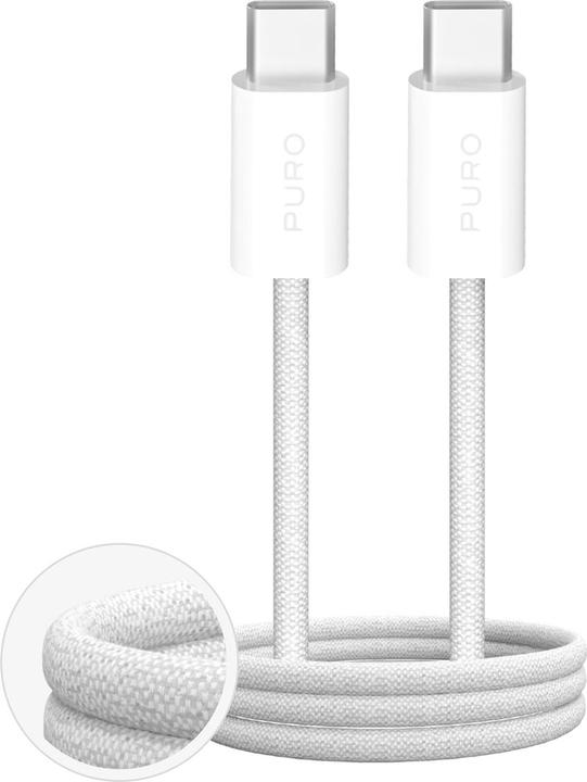 Produktbild Puro Fabrik 4 240W geflochtenes USB-C - USB-C 1m Kabel - weiss (1 m, 240 W)
