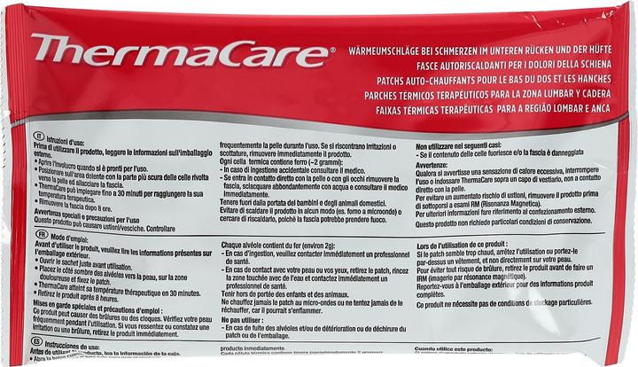 Nutritional values and ingredients Thermacare Back cover 2 pcs (2 x, 1040 ml, 150 g)