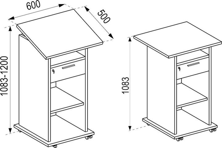 Produktbild VCM Stehpult Rednerpult Meeta mit Rollen (60 x 50 x 120 cm)