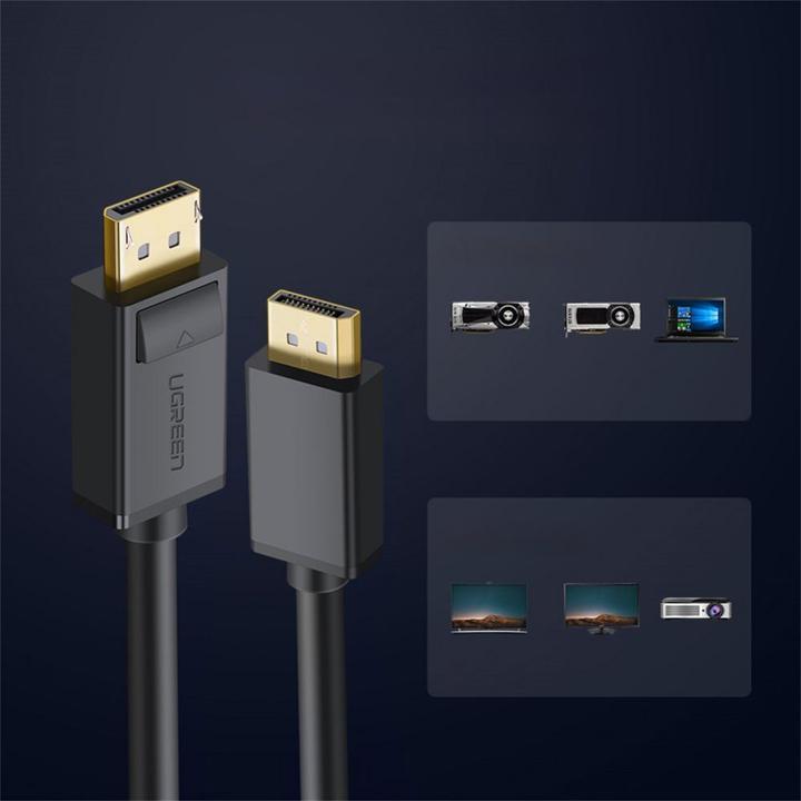 Actual product image Ugreen DisplayPort to DisplayPort Cable DP102, 4K, 3D, 1m (Black) (1 m, DisplayPort)