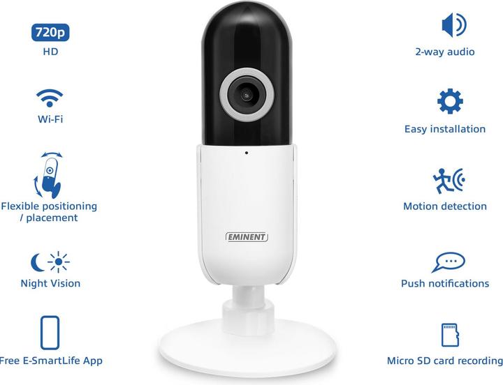Actual product image Eminent EM6400 Security Camera IP Security Camera Indoor Dome Wall 1280 x 720 Pixel (1280 x 720 pixels)
