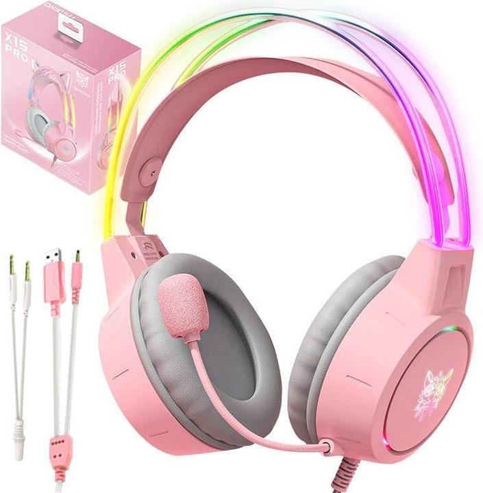 Onikuma X15 PRO RGB Gaming Headphones (filaire) Rose (Filaire)