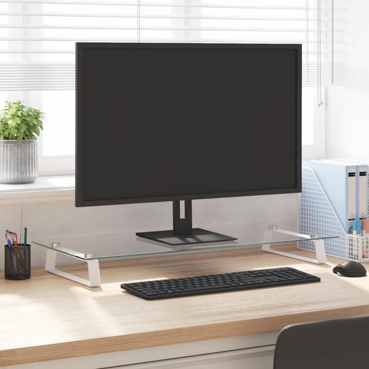 Actual product image VidaXL Monitor stand white 80x35x8 cm tempered glass and