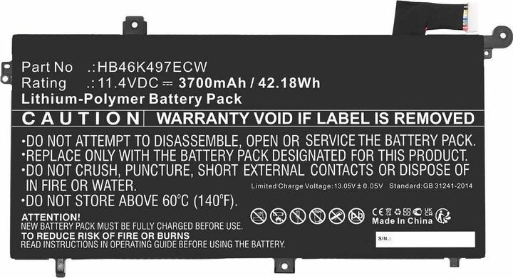 Image du produit CoreParts Batterie 11.4V 3700mAh 42.18Wh (3700 mAh)