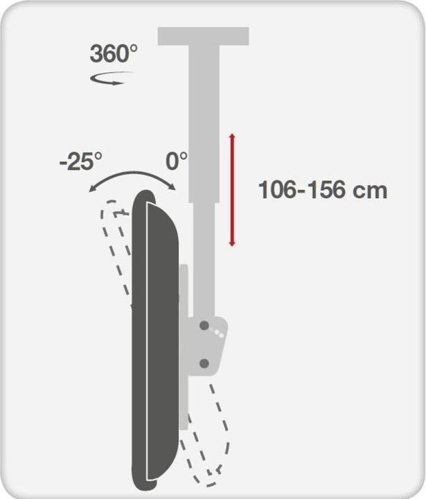 Image du produit Techly Support long pour plafond télescopique (Plafond, 70", 50 kg)