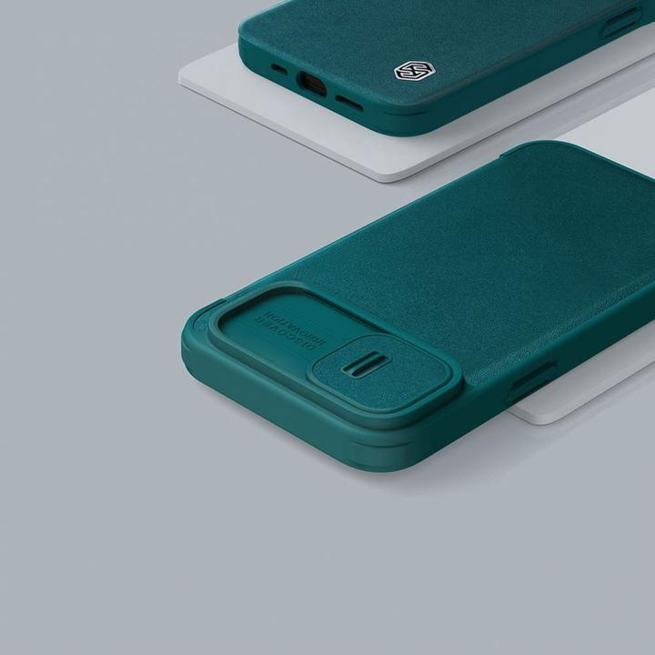 Actual product image Nillkin Qin Pro Leather Case Fabric - Apple iPhone 14 Plus - Blue (Apple iPhone 14 Plus)
