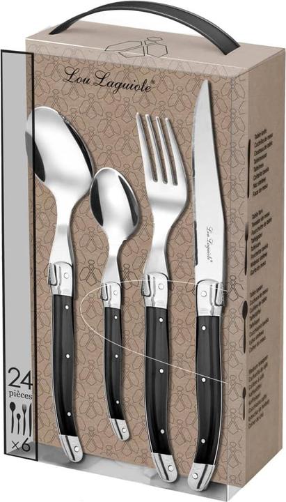 Actual product image Lou laguiole TRADITION Besteckset 24-teilig, anthrazit, hochglanzpoliertanthrazit, für 6 Personen (24 Piece, Cutlery set)