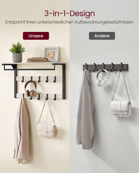 Image du produit Vasagle Wandgarderobe 10 Haken 65 cm x 42 cm